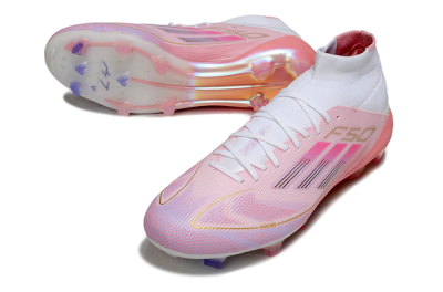 Men's Adidas F50 Elite Mid FG Football Boots - Pink/Gold/White