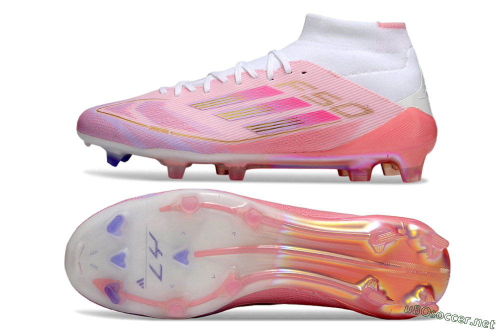 Men's Adidas F50 Elite Mid FG Football Boots - Pink/Gold/White 1