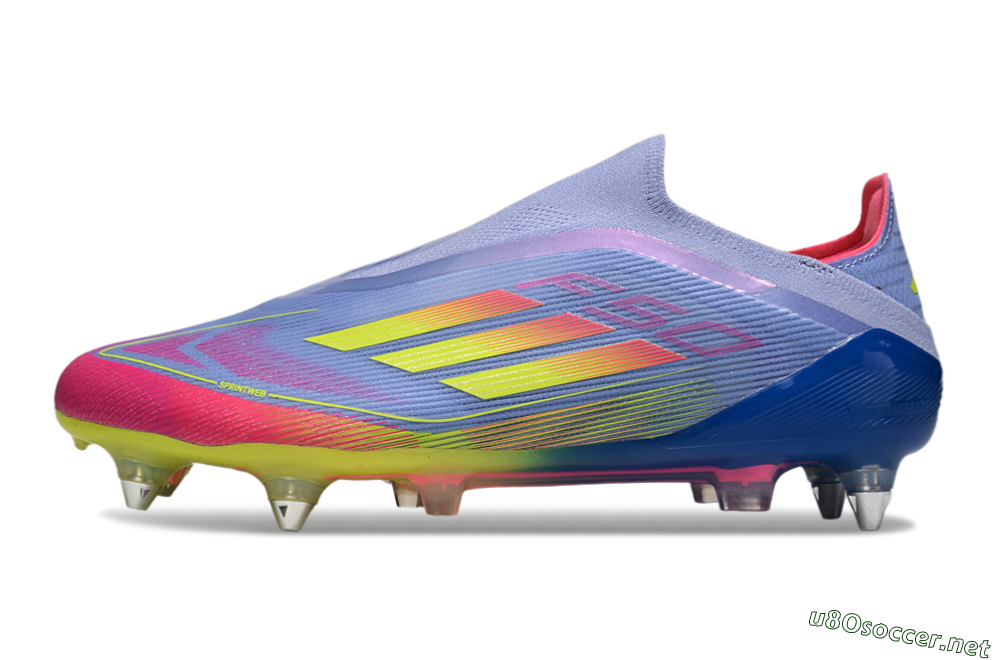 Men's Adidas F50 Elite Laceless SG Football Boots - Blue/Yellow/Pink 0