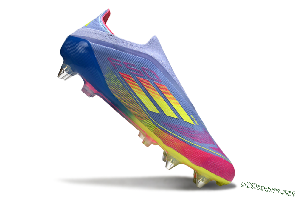 Men's Adidas F50 Elite Laceless SG Football Boots - Blue/Yellow/Pink 4