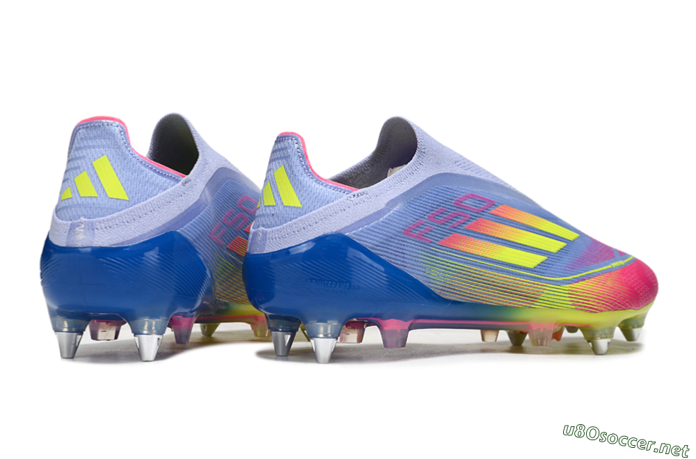 Men's Adidas F50 Elite Laceless SG Football Boots - Blue/Yellow/Pink 6