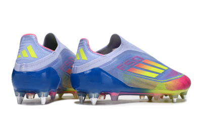 Men's Adidas F50 Elite Laceless SG Football Boots - Blue/Yellow/Pink