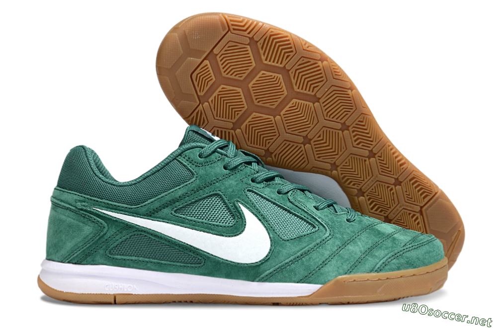 Men's Nike Lunar Gato 2 IC Football Shoes - Green/White/Brown 2