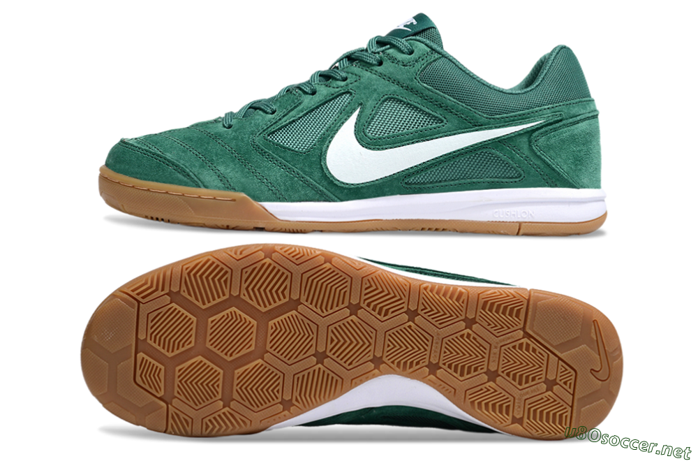 Men's Nike Lunar Gato 2 IC Football Shoes - Green/White/Brown 1