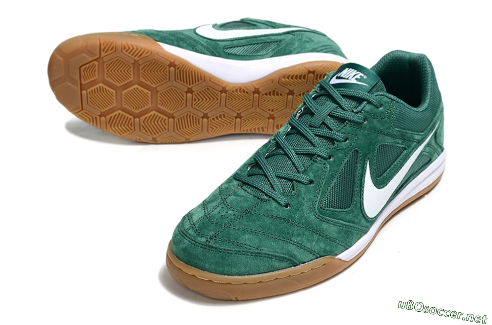 Men's Nike Lunar Gato 2 IC Football Shoes - Green/White/Brown 3