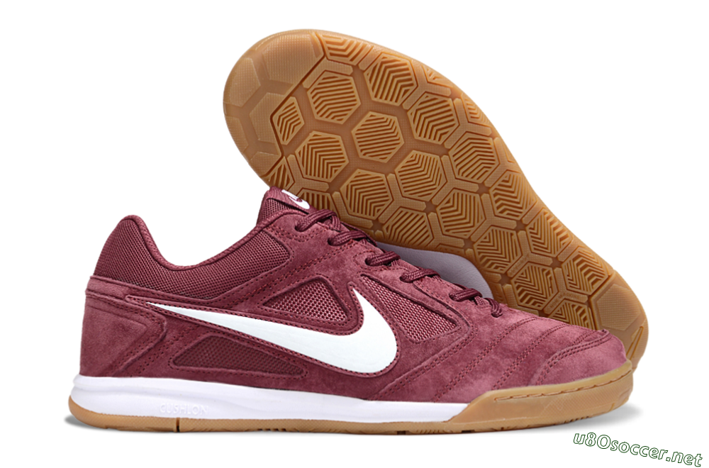 Men's Nike Lunar Gato 2 IC Football Shoes - Red/White/Brown 2