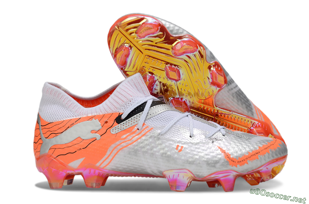 Men's Puma Future 7 Ultimate FG Football Boots - Silver/Orange/Pink 2