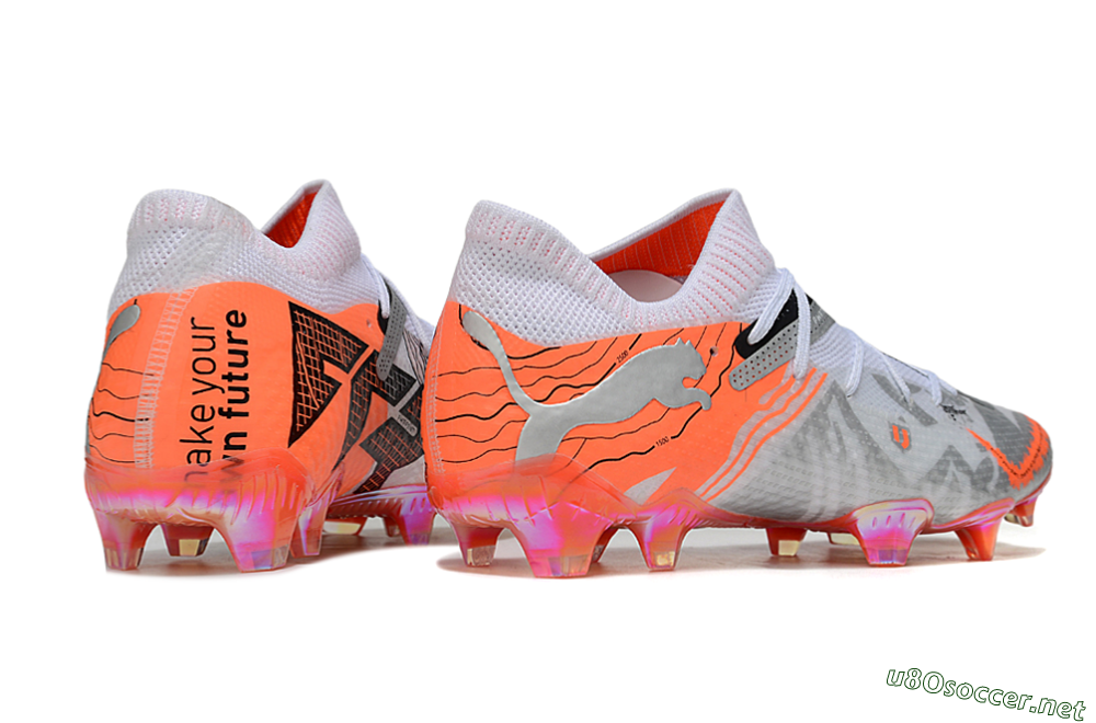 Men's Puma Future 7 Ultimate FG Football Boots - Silver/Orange/Pink 6