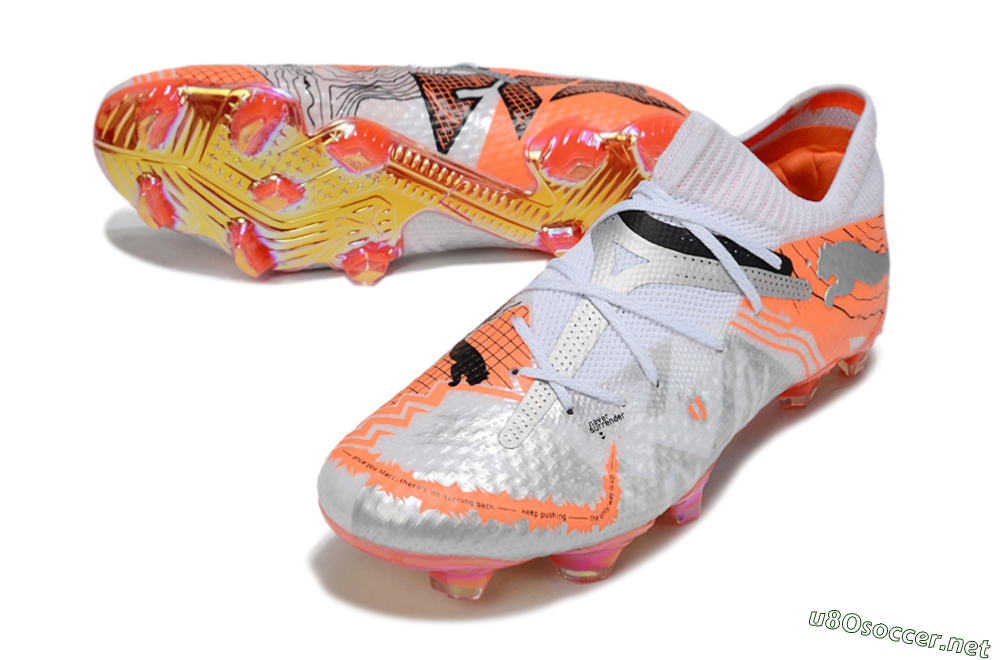 Men's Puma Future 7 Ultimate FG Football Boots - Silver/Orange/Pink 3