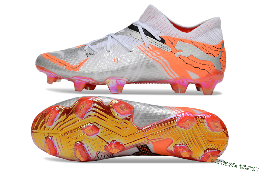 Men's Puma Future 7 Ultimate FG Football Boots - Silver/Orange/Pink 1