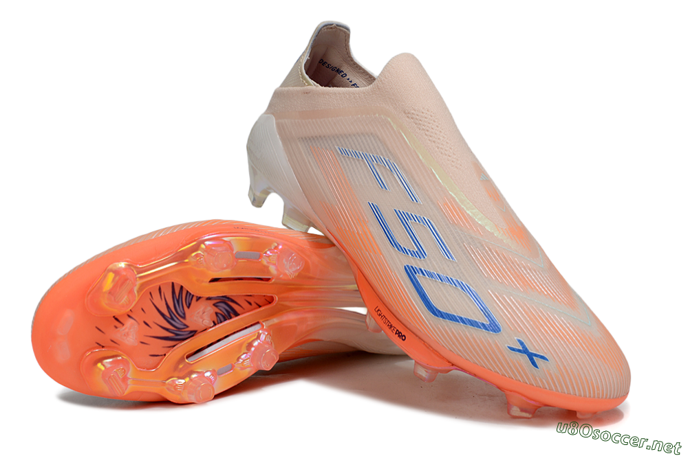 Men's Adidas F50+ Elite Laceless FG Football Boots - Pink/Orange/Blue 3