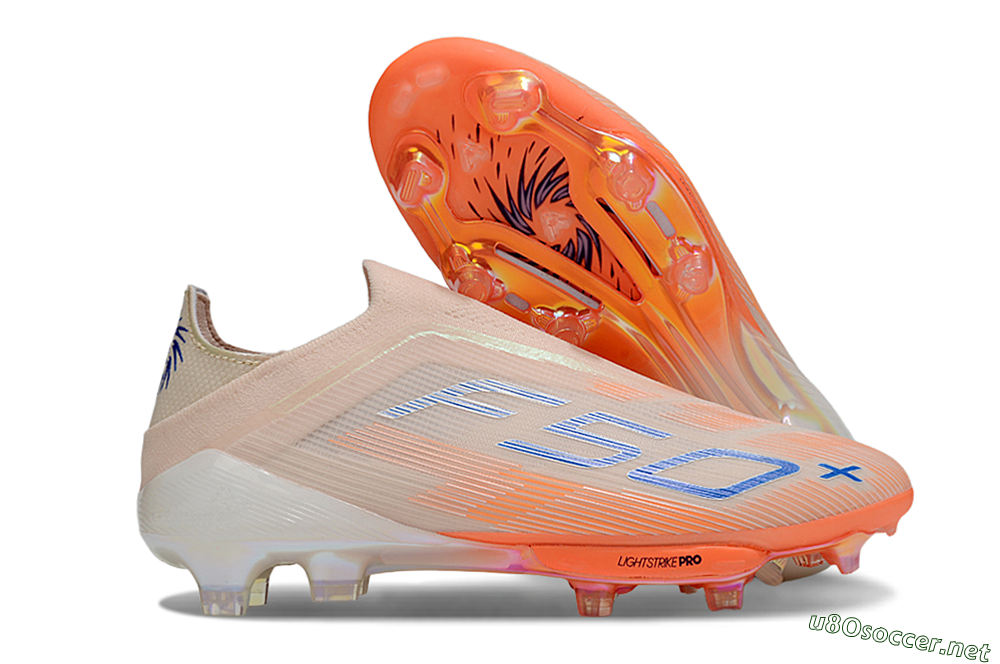 Men's Adidas F50+ Elite Laceless FG Football Boots - Pink/Orange/Blue 2