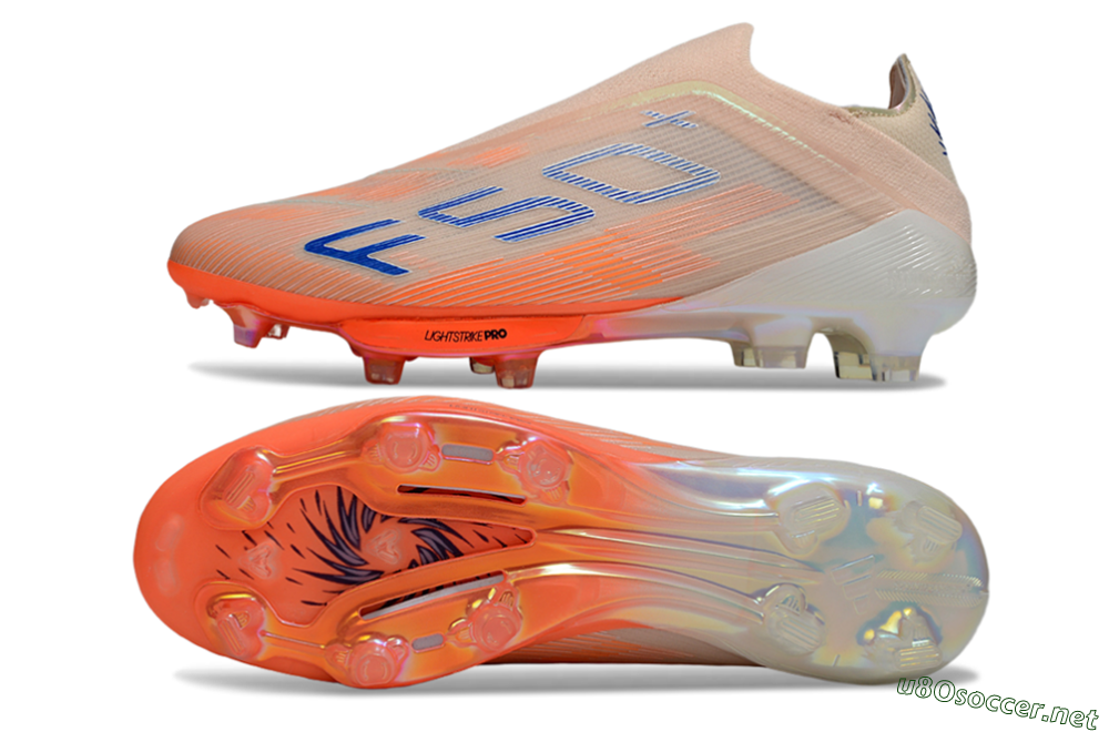 Men's Adidas F50+ Elite Laceless FG Football Boots - Pink/Orange/Blue 1