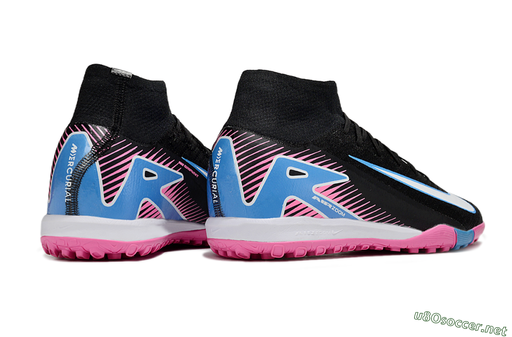 Unisex Nike Air Zoom Mercurial Superfly 10 Elite TF Football Shoes - Black/White/Blue/Pink 6