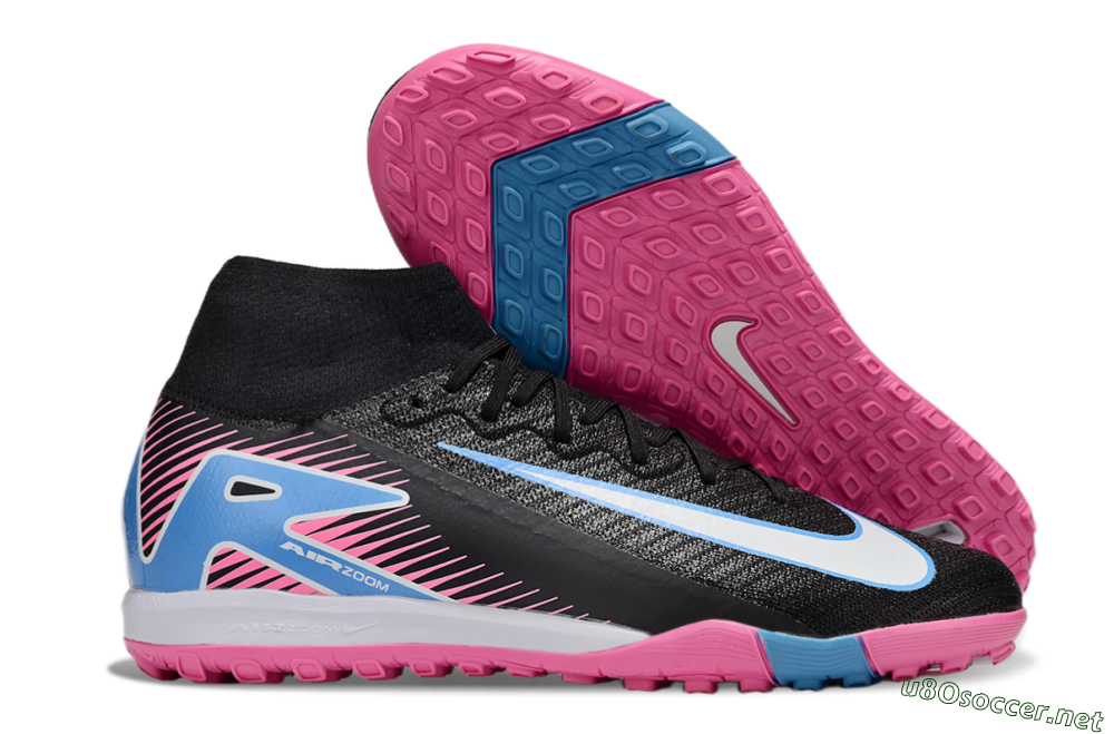 Unisex Nike Air Zoom Mercurial Superfly 10 Elite TF Football Shoes - Black/White/Blue/Pink 2