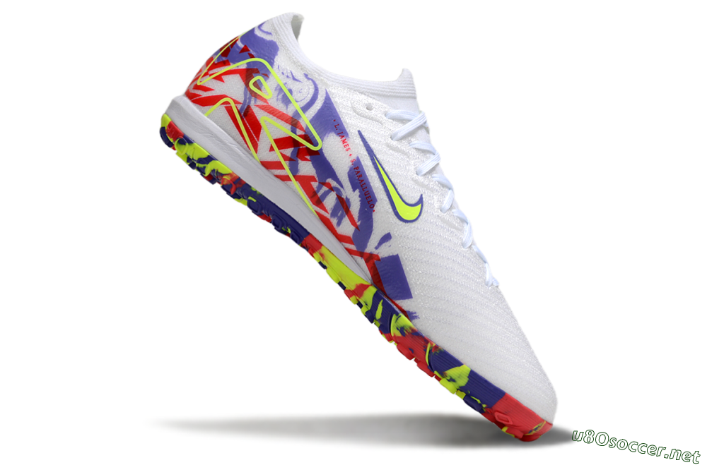 Unisex Nike Air Zoom Mercurial Vapor 16 Elite TF Football Shoes - White/Yellow/Purple/Red 4