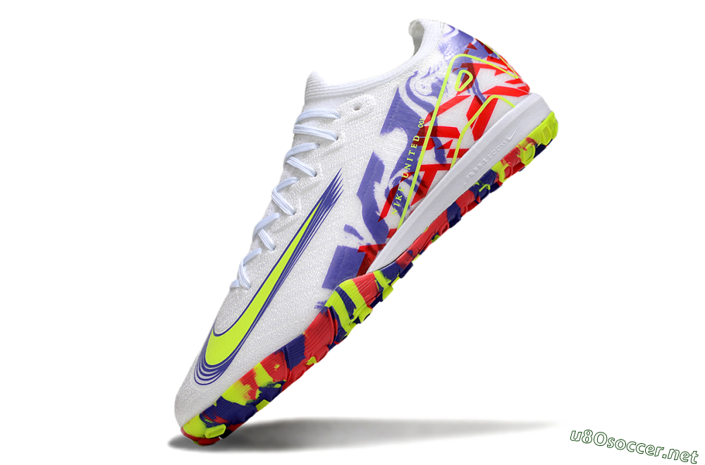 Unisex Nike Air Zoom Mercurial Vapor 16 Elite TF Football Shoes - White/Yellow/Purple/Red 5