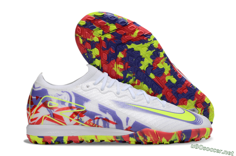Unisex Nike Air Zoom Mercurial Vapor 16 Elite TF Football Shoes - White/Yellow/Purple/Red 2