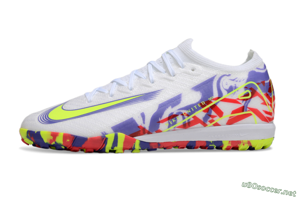 Unisex Nike Air Zoom Mercurial Vapor 16 Elite TF Football Shoes - White/Yellow/Purple/Red 0