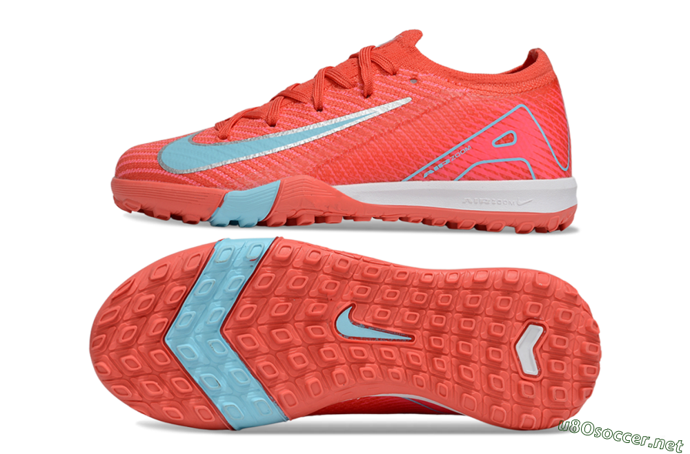 Kids Nike Air Zoom Mercurial Vapor 16 Elite TF Football Shoes - Red/Silver/Jade 1