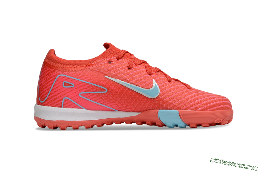 Kids Nike Air Zoom Mercurial Vapor 16 Elite TF Football Shoes - Red/Silver/Jade 6