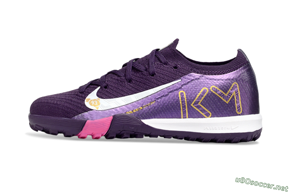 Kids Nike Air Zoom Mercurial Vapor 16 Elite TF Football Shoes - Purple/White/Gold 2