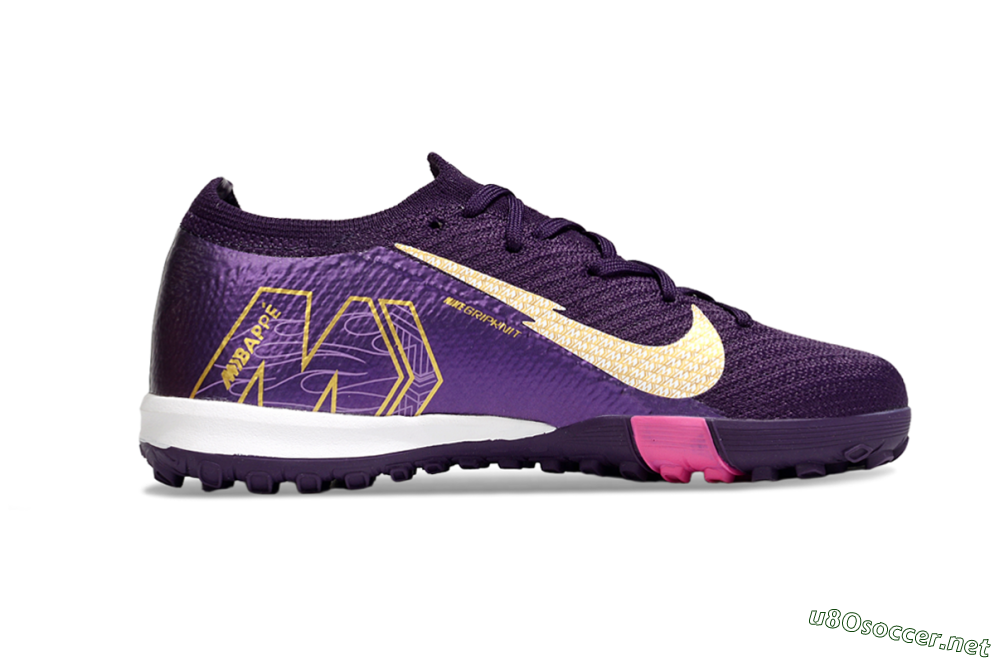 Kids Nike Air Zoom Mercurial Vapor 16 Elite TF Football Shoes - Purple/White/Gold 4