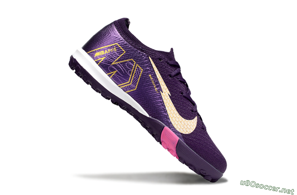 Kids Nike Air Zoom Mercurial Vapor 16 Elite TF Football Shoes - Purple/White/Gold 3