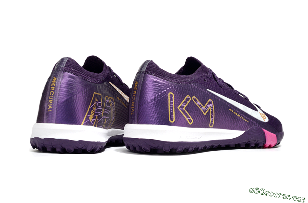 Kids Nike Air Zoom Mercurial Vapor 16 Elite TF Football Shoes - Purple/White/Gold 5