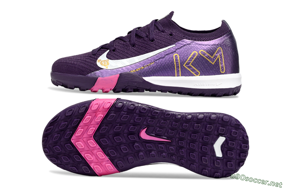 Kids Nike Air Zoom Mercurial Vapor 16 Elite TF Football Shoes - Purple/White/Gold 1
