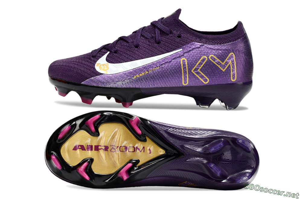 Kids Nike Air Zoom Mercurial Vapor 16 Elite FG Football Boots - Purple/White/Gold 1
