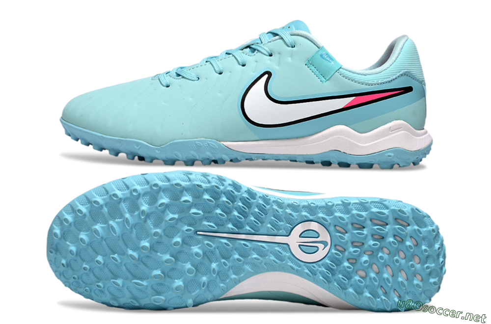 Men's Nike Tiempo Legend 10 Academy TF Football Shoes - Jade/White/Pink 1