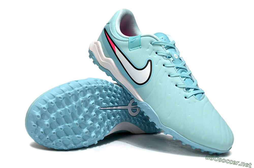Men's Nike Tiempo Legend 10 Academy TF Football Shoes - Jade/White/Pink 3