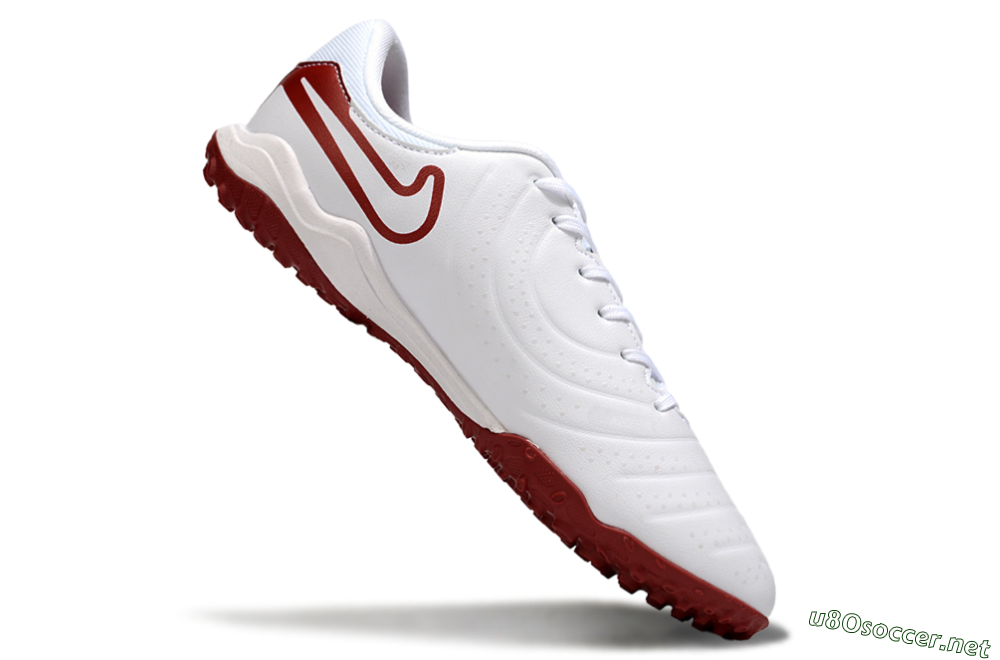 Men's Nike Tiempo Legend 10 Academy TF Football Shoes - White/Red 4