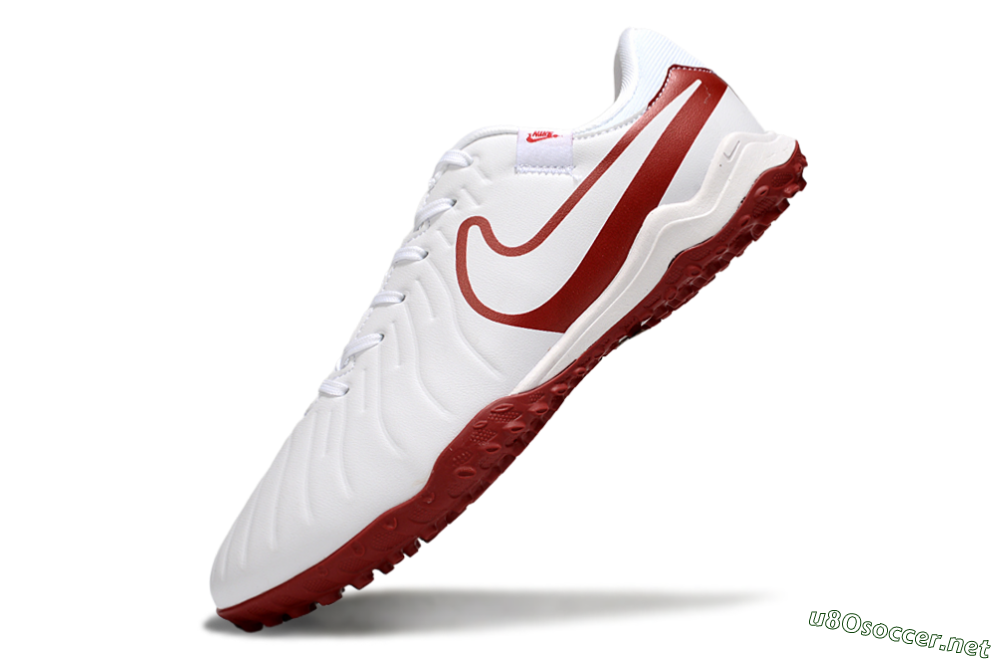 Men's Nike Tiempo Legend 10 Academy TF Football Shoes - White/Red 5