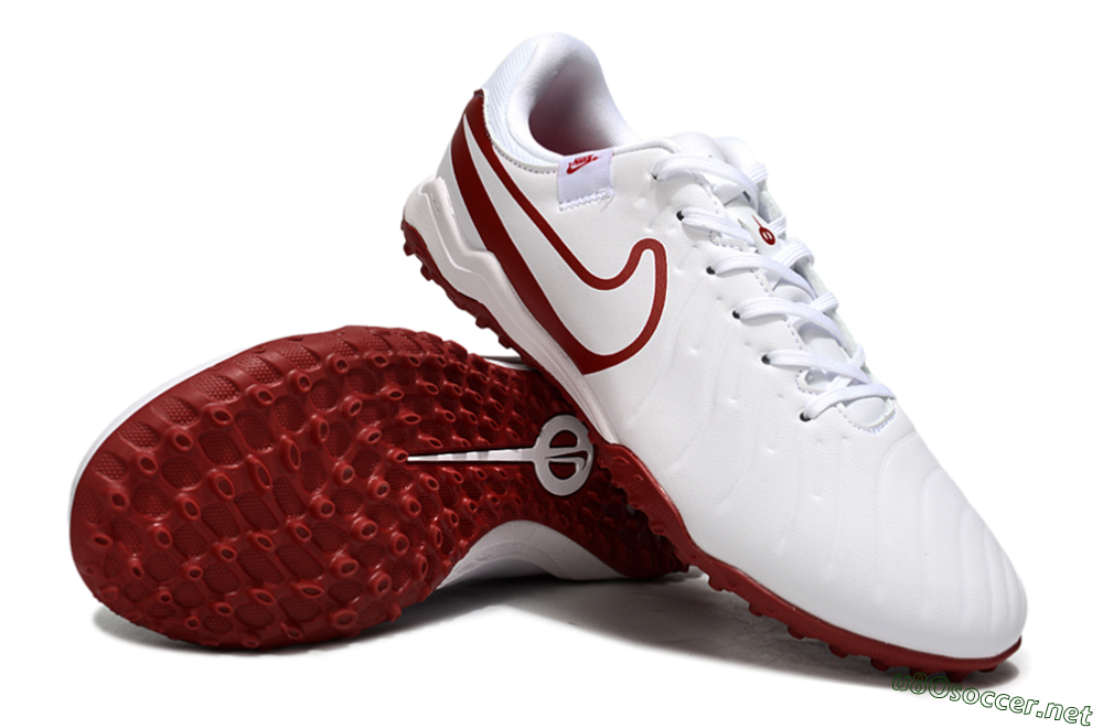Men's Nike Tiempo Legend 10 Academy TF Football Shoes - White/Red 3