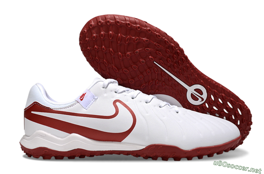 Men's Nike Tiempo Legend 10 Academy TF Football Shoes - White/Red 2