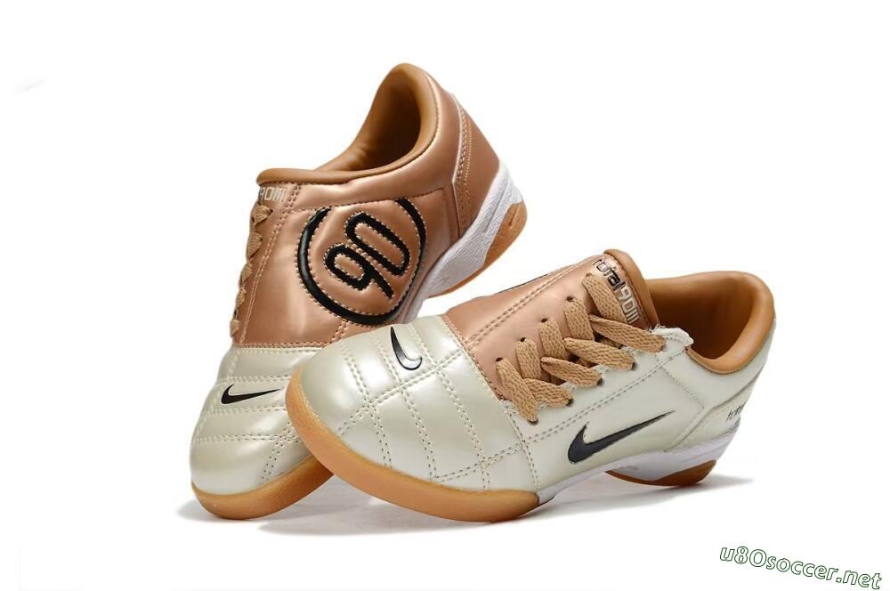 Kids Nike Total 90 III IC Football Shoes - Beige/Black/White 3