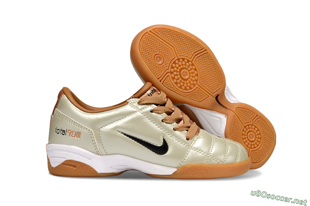Kids Nike Total 90 III IC Football Shoes - Beige/Black/White 2