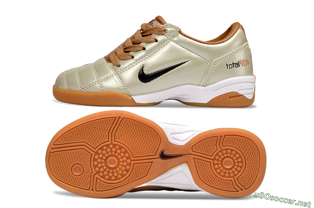 Kids Nike Total 90 III IC Football Shoes - Beige/Black/White 1