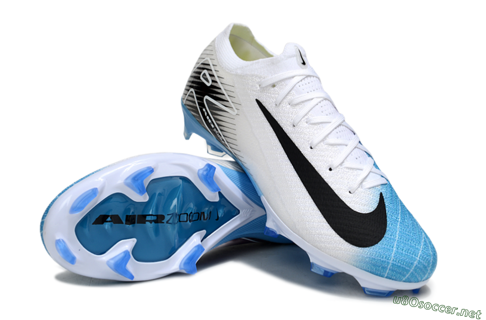 Unisex Nike Air Zoom Mercurial Vapor 16 Elite FG Football Boots - White/Black/Blue 4