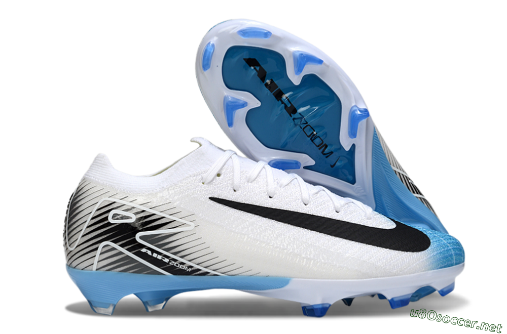 Unisex Nike Air Zoom Mercurial Vapor 16 Elite FG Football Boots - White/Black/Blue 2