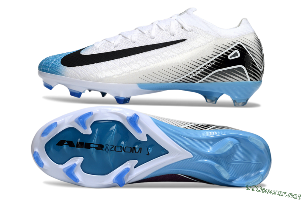 Unisex Nike Air Zoom Mercurial Vapor 16 Elite FG Football Boots - White/Black/Blue 1