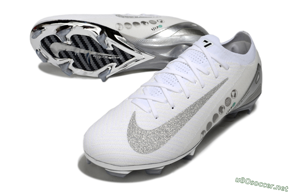 Unisex Nike Air Zoom Mercurial Vapor 16 Elite FG Football Boots - White/Silver/Grey 3