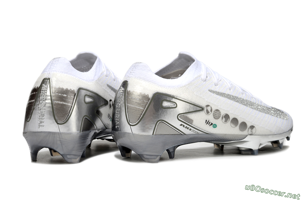 Unisex Nike Air Zoom Mercurial Vapor 16 Elite FG Football Boots - White/Silver/Grey 7