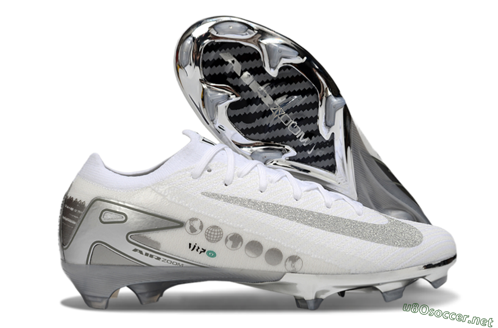 Unisex Nike Air Zoom Mercurial Vapor 16 Elite FG Football Boots - White/Silver/Grey 2