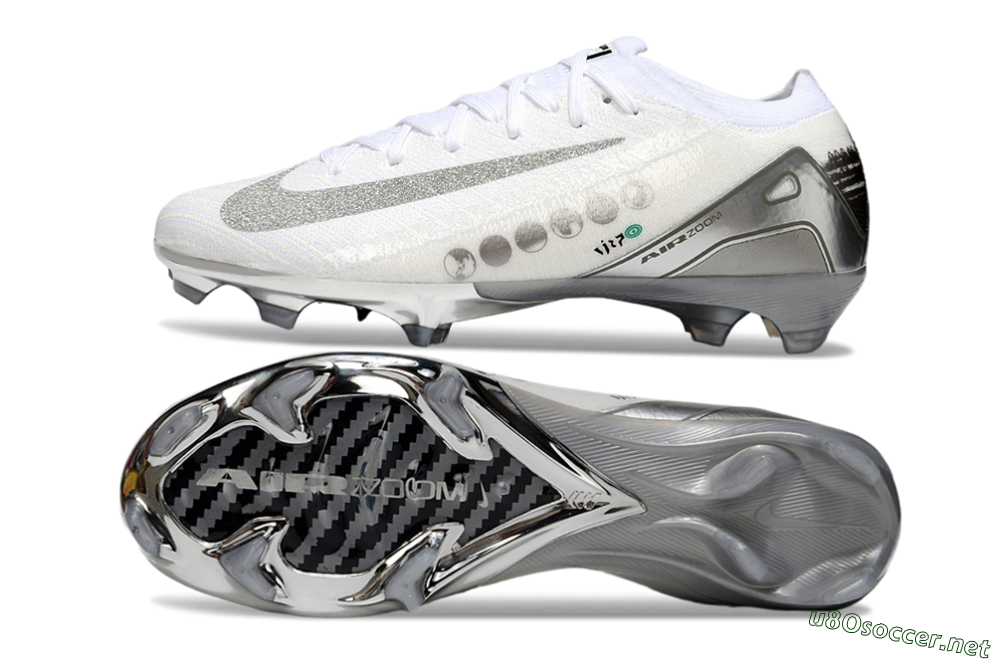 Unisex Nike Air Zoom Mercurial Vapor 16 Elite FG Football Boots - White/Silver/Grey 1
