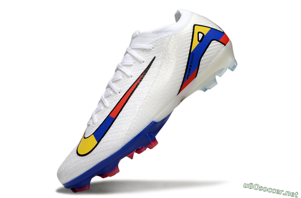 Unisex Nike Air Zoom Mercurial Vapor 16 Elite FG Football Boots - White/Yellow/Blue/Red 6