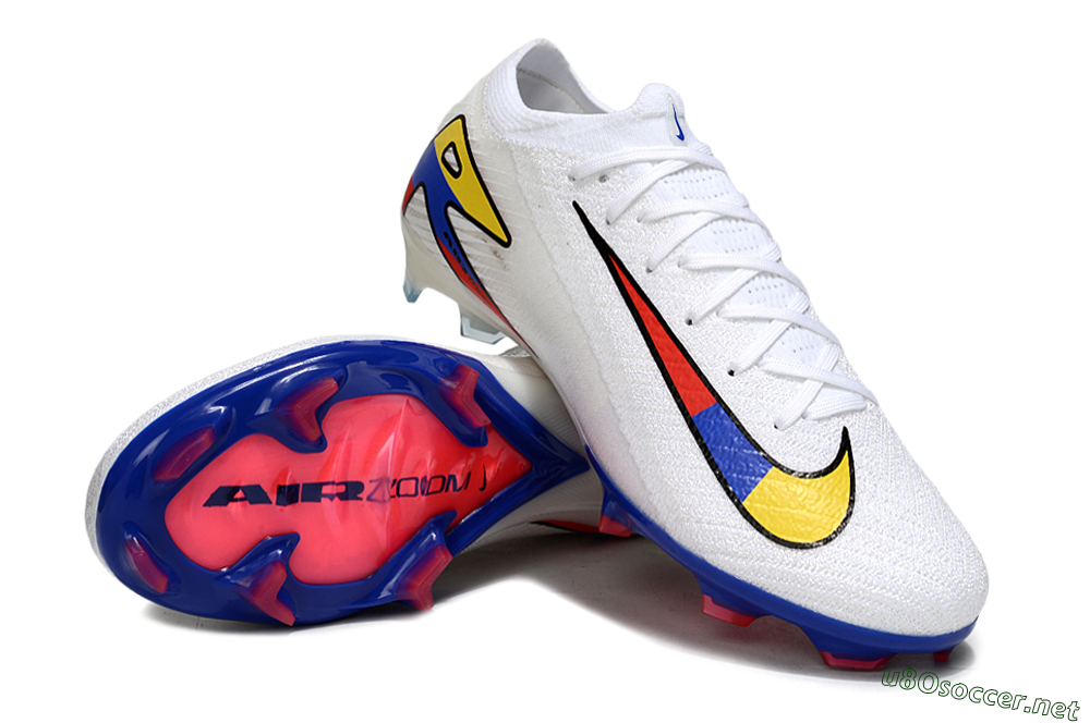 Unisex Nike Air Zoom Mercurial Vapor 16 Elite FG Football Boots - White/Yellow/Blue/Red 4