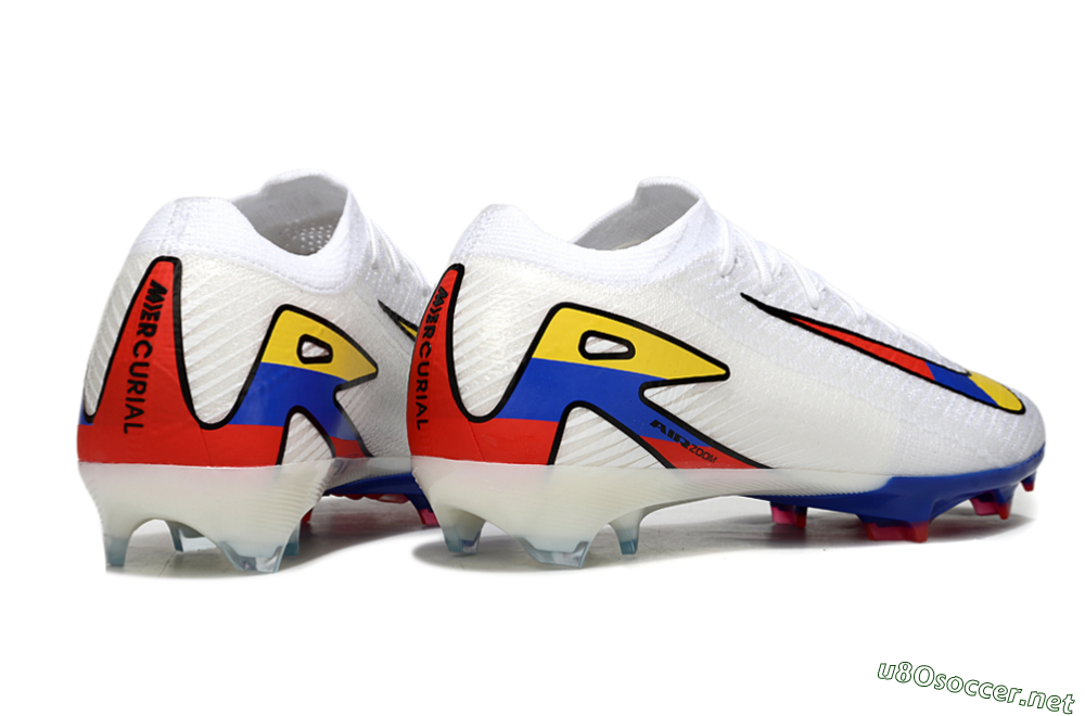 Unisex Nike Air Zoom Mercurial Vapor 16 Elite FG Football Boots - White/Yellow/Blue/Red 7